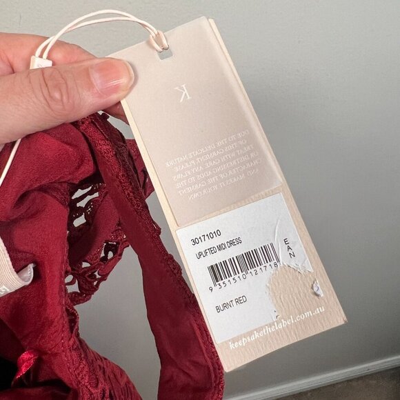 Keepsake Uplifted Midi Dress Size XS Burnt Red Lace Formal Event Wedding Guest - Picture 6 of 13